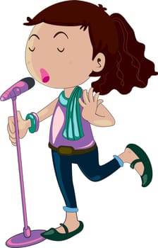 Illustration of girl singing on a mic