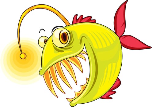Illustration of  a cartoon fish on white
