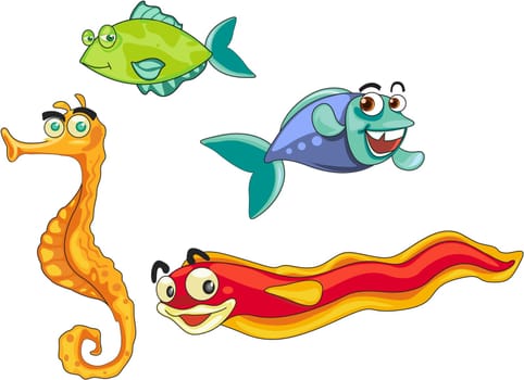Four comical fish with attitude