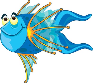 Illustration of  a cartoon fish on white