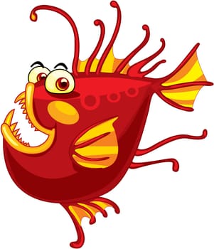 Illustration of  a cartoon fish on white
