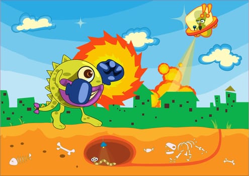 Illustration of  a cartoon characters