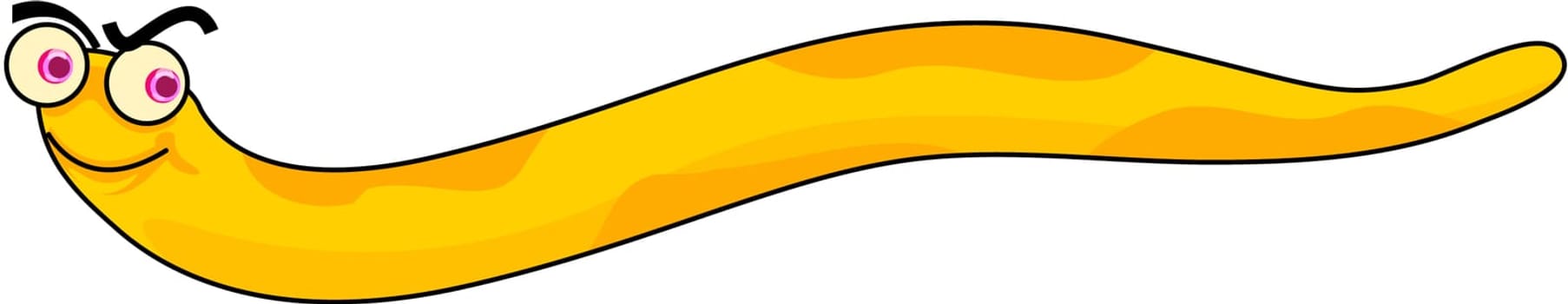 Illustration of  a worm cartoon on white