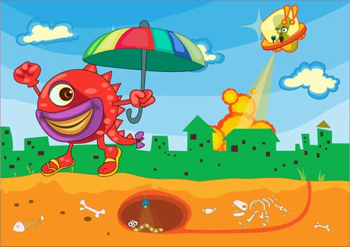 Illustration of  a cartoon characters