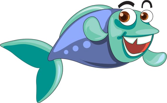 Illustration of  a cartoon fish on white