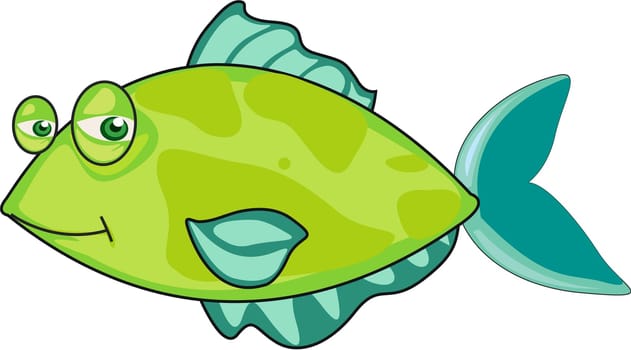 Illustration of  a cartoon fish on white