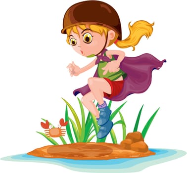 Illustration of  a girl with tray on white