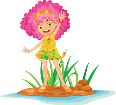 illustration of a girl  on white
