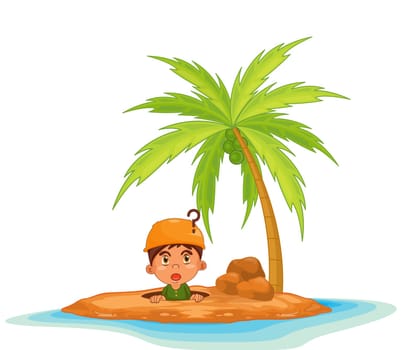 illustration of boy on island