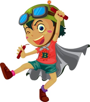 Illustration of  a boy on white