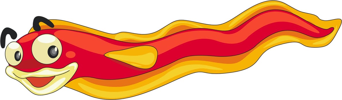 Illustration of  a cartoon worm character