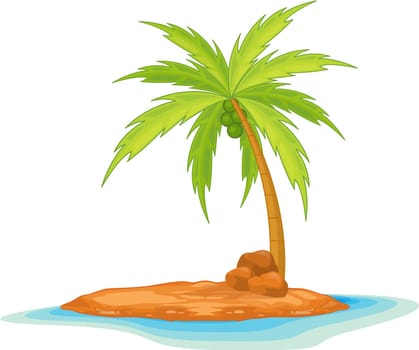 illustration of coconut tree on island