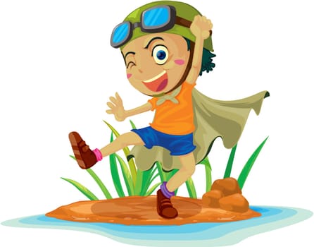 illustration of a boy on island