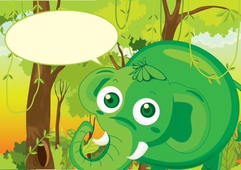 Illustration of  a cartoon elephant on white