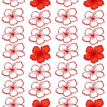 detailed illustration of a red hibiscus flowers on white