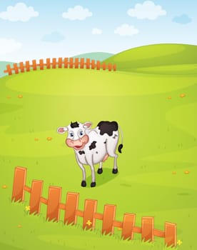 illustration of a cow in a beautiful nature