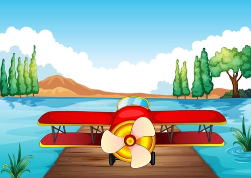 illustration of a airplane landing in nature