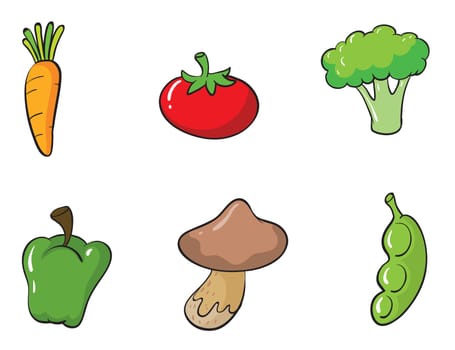 illustration of various vegetables on a white background