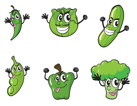 illustration of various vegetables on a blue background