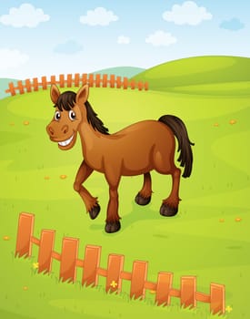 illustration of a horse in a beautiful nature