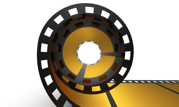3D Cinema Concept - Golden Film Reel 2