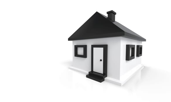 The little black house against a white background