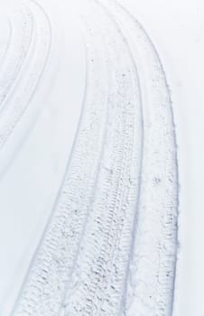 Tire tracks in the snow