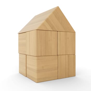 Small wooden house insulated from building blocks