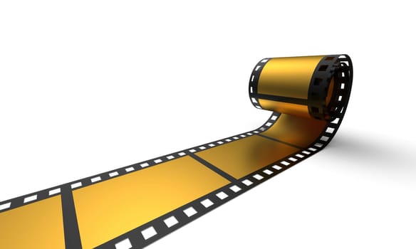 3D Cinema Concept - Golden Film Roll 3