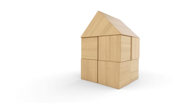 Small wooden house made of building blocks insulated 2