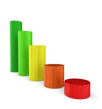 Downward Trend Colorful - 3D Building Blocks Diagram Round 1