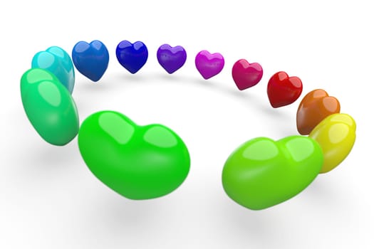Colorful 3D Hearts in Circle 4