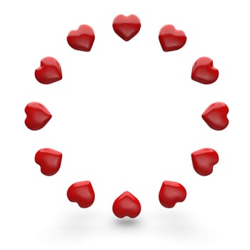 Red 3D Hearts in Circle 5