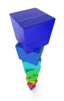 Tower insulated from colorful building blocks