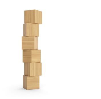 Tower insulated from wooden blocks