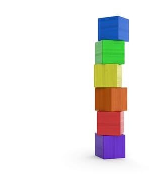 Tower of colorful building blocks insulated 3