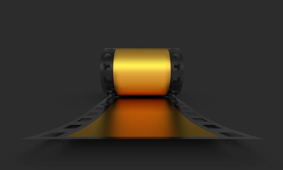 3D Film Reel - Gold Black Frontal View