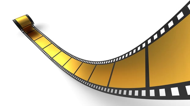 Golden film reel against white background 4