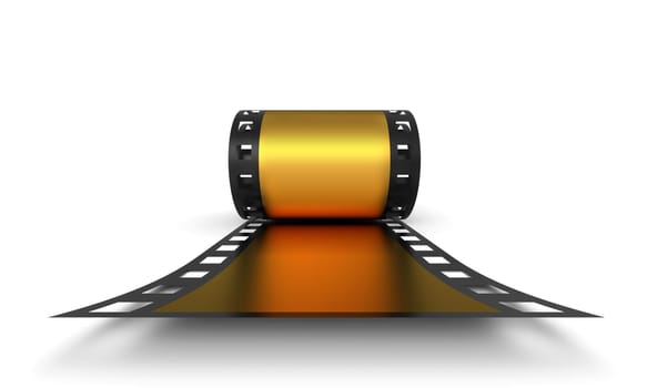 3D Film Reel - Gold Frontal View