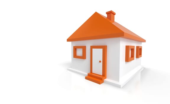 3D House Orange White