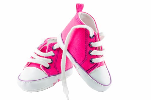 A pair of pink baby sneakers