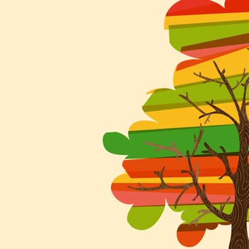 Hand drawn transparent banded tree greeting card. EPS10 file version. This illustration contains transparencies and is layered for easy manipulation and custom coloring