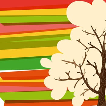 Multicolored transparent banded tree greeting card. EPS10 file version. This illustration contains transparencies and is layered for easy manipulation and custom coloring