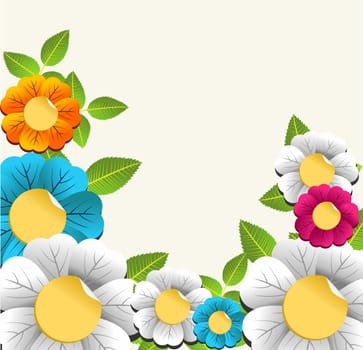 Elegant spring color flower card background.  Vector illustration layered for easy manipulation and custom coloring.