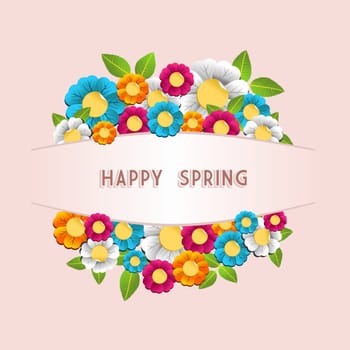 Colorful spring flower postcard background.  Vector illustration layered for easy manipulation and custom coloring.Vector illustration layered for easy manipulation and custom coloring.