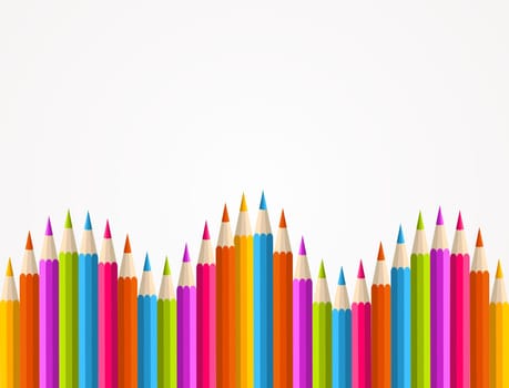 Colorful rainbow pencil banner seamless pattern background. Vector illustration layered for easy manipulation and custom coloring.