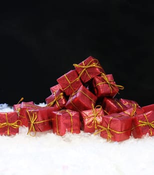 Christmas gifts in snow