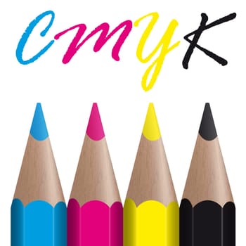 CMYK - 4 coloured pencils with text