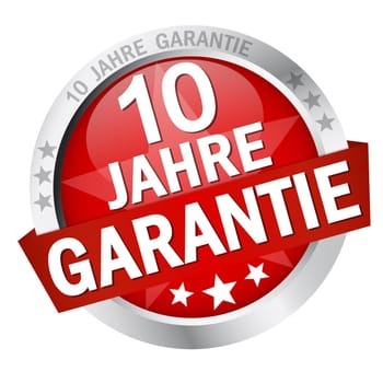 Button with banner " 10 YEARS WARRANTY """