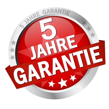 Button with banner " 5 YEARS WARRANTY """
